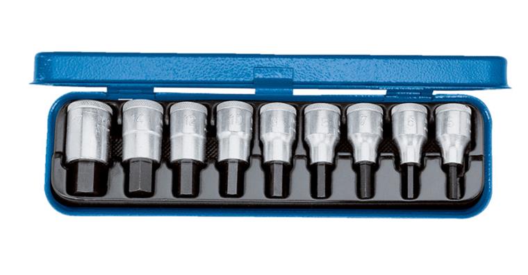 1/2 inch hexagon socket screwdriver set CV steel 9 pieces AF 5-17 mm