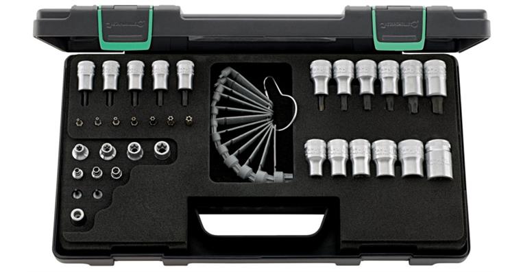 1/4+3/8+1/2 Zoll TORX®-Steckschlüssel-Satz 35teilig T8-T60 E4-E24 in Kasten