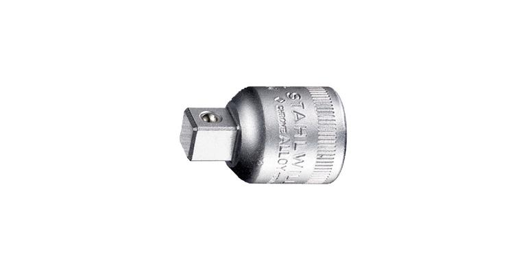 Adapter 1/2 inch drive to 3/8 inch output chrome-plated chrome-alloy steel