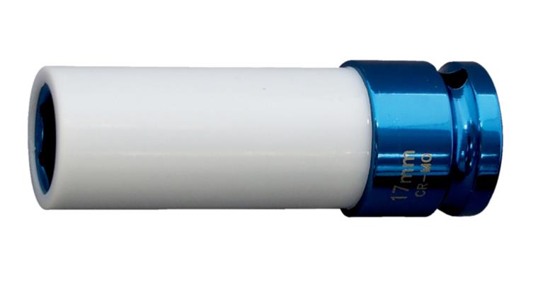 1/2 inch hex impact screwdriver bit AF 17 mm blue plastic-coated L=85 mm