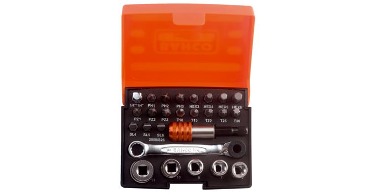 1/4 inch bit socket assortment 26 pieces with ratchet in plastic box