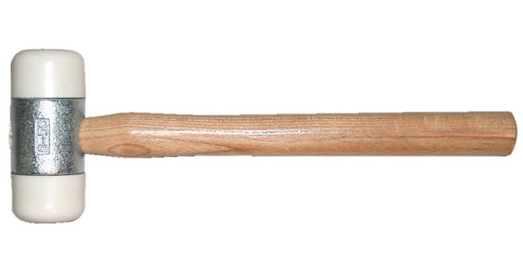Nylon hammer head diameter 50 mm length 340 mm weight 800 g polished ash handle