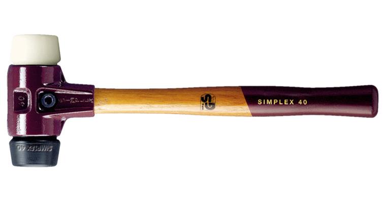 SIMPLEX soft-face hammer, impact inserts, rubber comp. and nylon dia. 30 mm