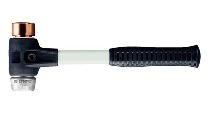 SIMPLEX soft-face hammer f/glass handle impact ins. copper+soft metal dia. 40 mm