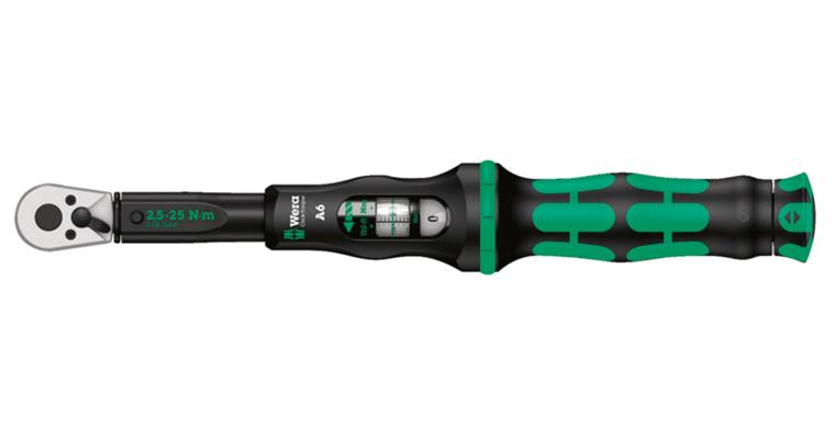 1/4 inch torque wrench with reversible ratchet, setting range 2.5-25 Nm