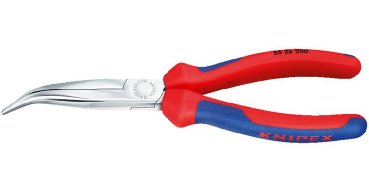 Snipe nose pliers 200 mm angled 40° multi-component covers head chrome-plated