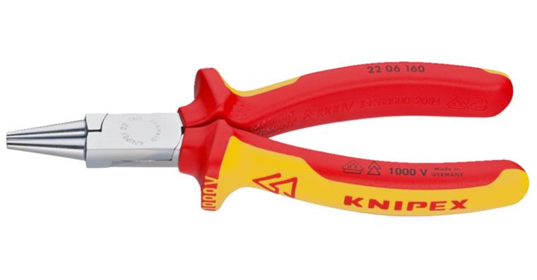 VDE Rundzange 160 mm Chrom-Vanadin-Elektrostahl Griffe mit Abgleitschutz
