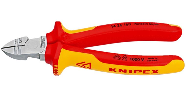 KNIPEX VDE stripping side cutters 160 mm with two-component handle