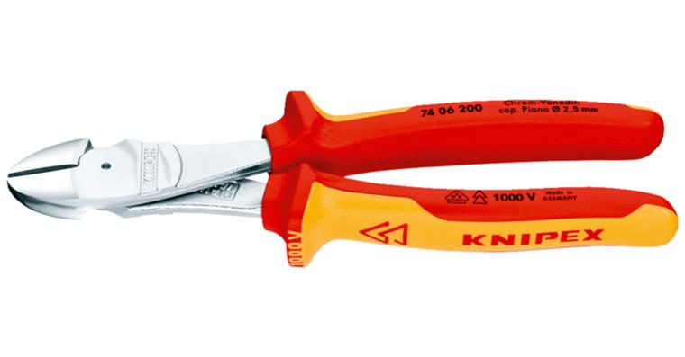 KNIPEX heavy-duty side cutters VDE 160 mm chrome-plated head, 2-component handle
