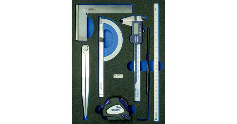 1059635104 Measuring tool set digital 7 pieces in OPT-I-STORE insert 260x345x30mm