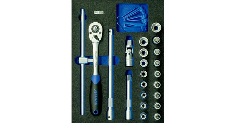 1/2 Zoll TORX®-Steckschlüssel-Satz 23-teilig in OPT-I-STORE Einlage 260x345x30mm