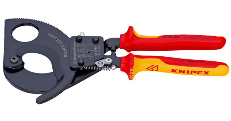 KNIPEX cable cutters VDE 250 mm ratcheting function with two-component handle