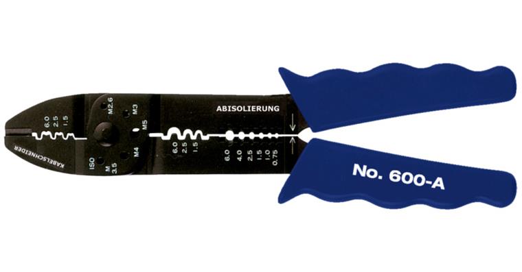 Universal crimping tool for screw bolts 2.6, 3, 3.5, 4, 5 mm, length 225 mm