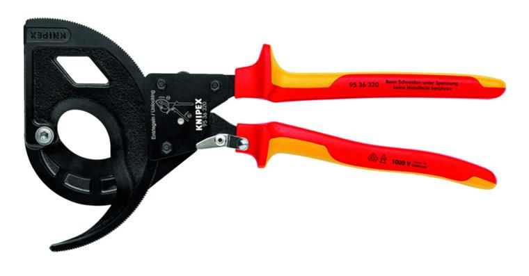 KNIPEX cable cutters VDE 320 mm ratcheting function 3-speed, 2-component handle