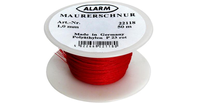 Lotschnur 50 m Polyethylen rot Ø 1 mm 14 kg Reißkraft