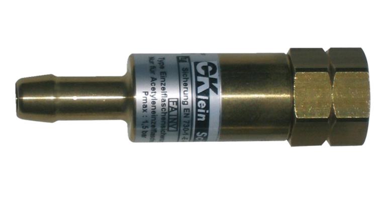 Flashback arrestor for torch handle acetylene 9 mm T 3/8 left