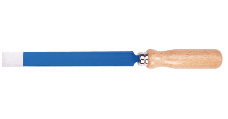 Flat scraper DIN 8350 A with wooden handle tool steel 100x20 mm