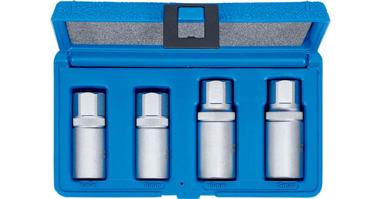 Stud bolt inserter + extractor set, 4 pcs f. bolts Express+stud screws dia. 6-12