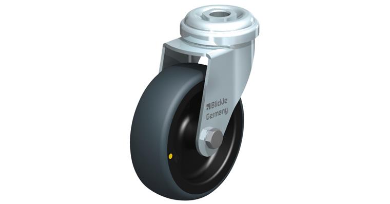 Swivel machinery castor with back hole rubber (TPE) ESD dia. 75 mm