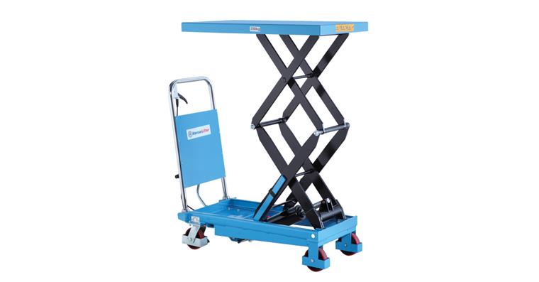 1081520103 Hand-operated lifting table trolley, load 350kg extended hgt 1320mm LxW900x500mm