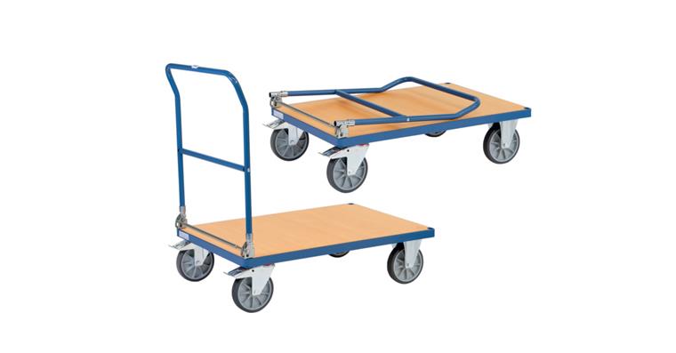Folding trolley steel tube loading surface 1,200 x 800 mm load 600 kg RAL5007