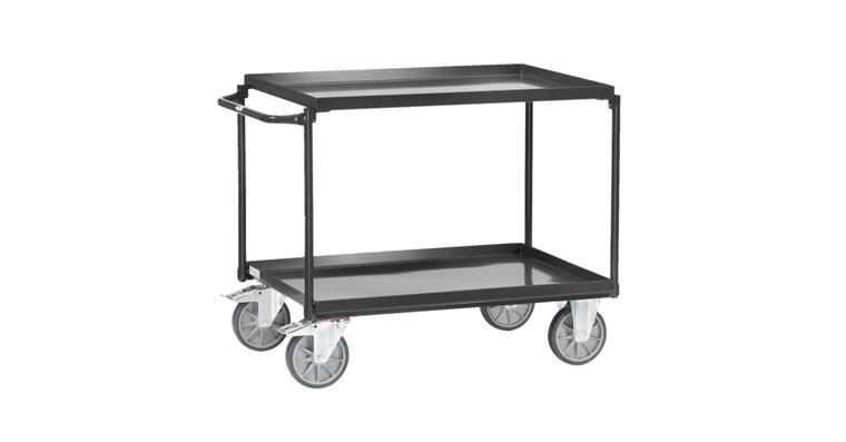 Table trolley w/ tub 2 shelves load 400 kg loading surface 1000x700 mm RAL 7016