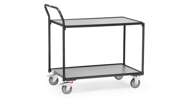Leichter Tischwagen 2 Böden Ladefläche 1000x600 mm Traglast 300 kg RAL 7016