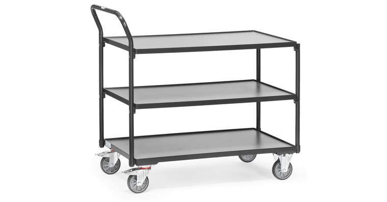 Leichter Tischwagen 3 Böden Ladefläche 850x500 mm Traglast 300 kg RAL 7016