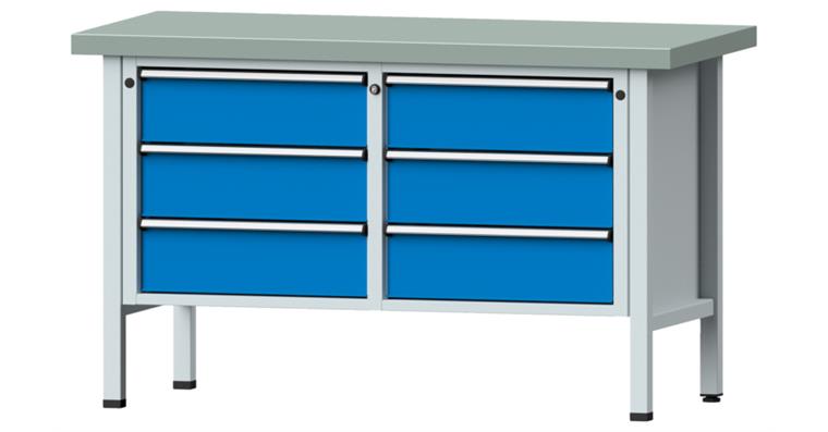 1082075215 Cabinet workbench model 108 V plate w/ sh. st. coat. height 900 mm RAL 7035/5012