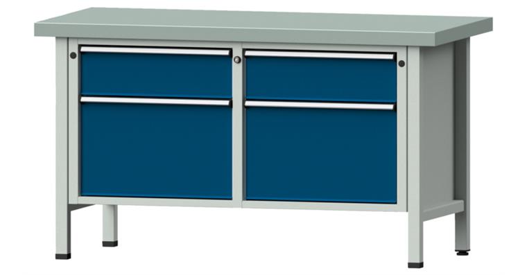 1082075442 Kastenwerkbank 205 V Platte mit Stahlblechbelag H850 mm B1500 mm RAL 5010