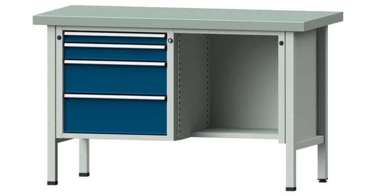 1082075485 Cabinet workbench model 341 V plate w/ sh. st. coat. height 900 mm RAL 7035/5010