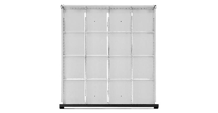 Drawer partition set 1/4 split 500-540 mm for front height 180-360 mm