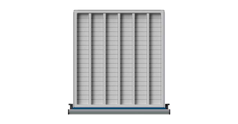 6-trough insert, plastic, with 10 compartment dividers, from front height 90 mm