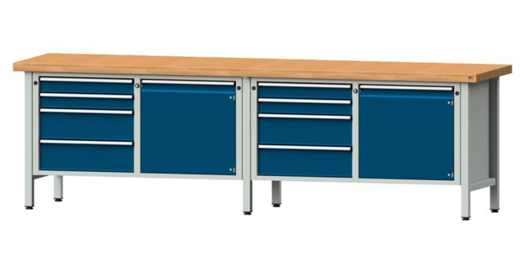 1082076420 Cabinet workbench model 131 V beech solid plate height 850 mm RAL 7035/5010