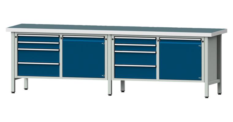 Cabinet workbench model 131 V universal plate height 850 mm RAL 7035/5010
