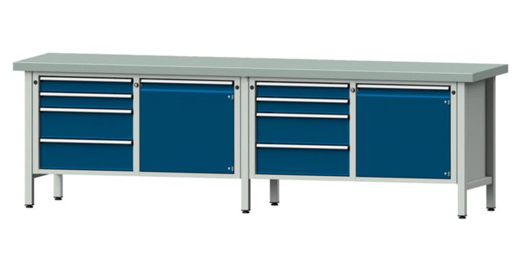 1082076422 Cabinet workbench model 131 V plate w/ sh. st. coat. height 850 mm RAL 7035/5010