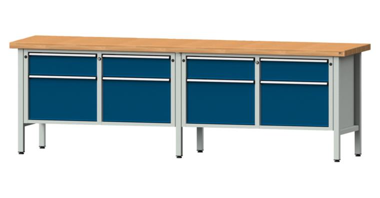 1082076443 Cabinet workbench model 205 V beech solid plate height 900 mm RAL 7035/5010