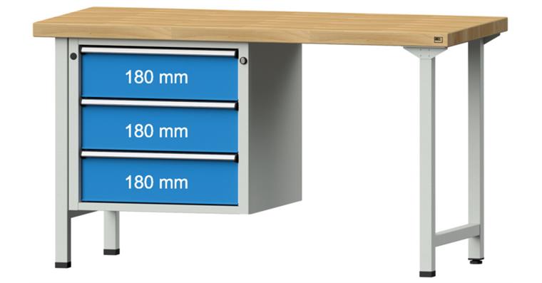Kombiwerkbank 1500x700x850mm Modell 706V Buche-Massiv-Platte RAL7035/5012