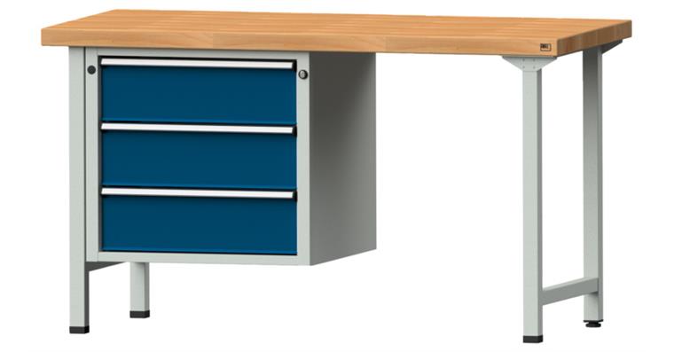Kombiwerkbank 1500x700x850mm Modell 706V Buche-Massiv-Platte RAL7035/5010