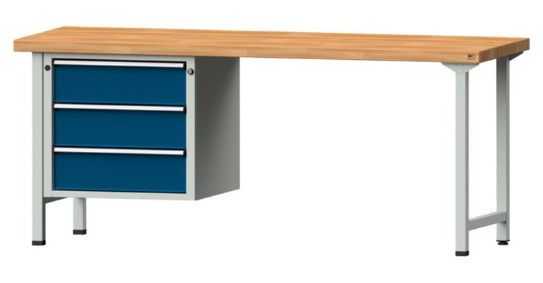 Kombiwerkbank 2000x700x850mm Modell 726V Buche-Massiv-Platte RAL7035/5010