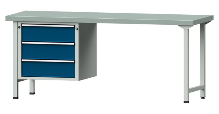 Combination workbench 2000x700x850mm model 726V pl. w/ sh. st coat. RAL7035/5010