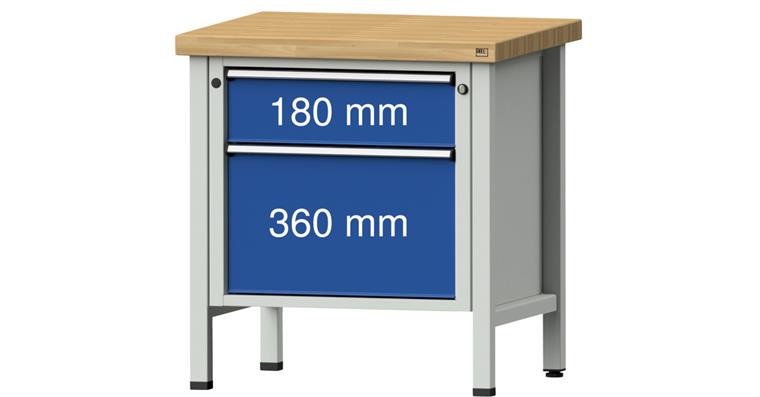 Cabinet workbench BSP 800x700x900 mm 2 drawers 180/360 mm RAL7035/5010