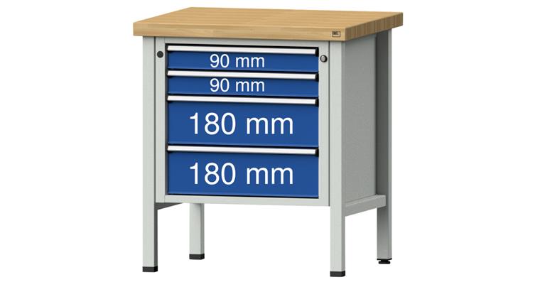 1082079210 Cabinet workbench BSP 800x700x900 mm 4 drawers 2x90/2x180 mm RAL7035/5010