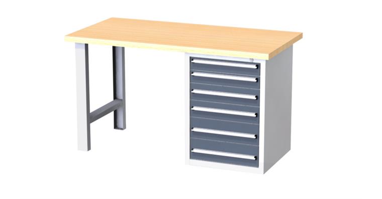 System-Arbeitsplatz Multiplex-Platte natur 1500x700x840 mm RAL 7035/5010