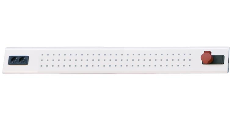 Energieleiste 2000x90x170mm RAL7035 2xSchukosteckdose 230V/1x CEE-Steckdose 400V