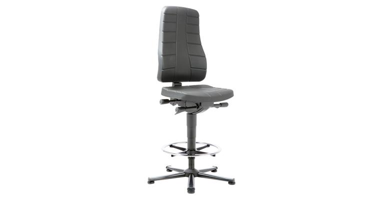 Work swivel chair All-In-One gl. run.+foot ring seat height 620-900 mm PU foam