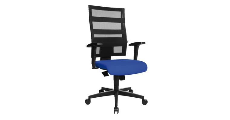 Büro-Drehstuhl X-Pander mit Rollen Sitzhöhe 41-53 cm Bezug blau Netzrückenlehne