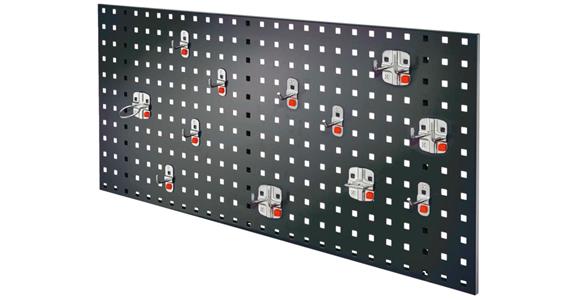 Einsteiger-Set 2 1xLochplatte anthrazit 450x1000 mm 12xWerkzeughalter alufarben