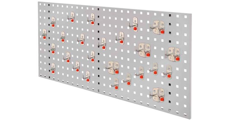 Einsteiger-Set 8 1xLochplatte lichtgrau 450x1000 mm 25xWerkzeughalter alufarben