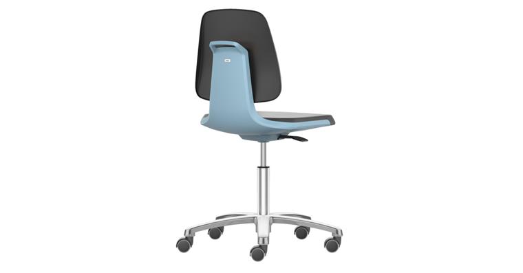 Work swivel chair Labsit castors synth. leather white seat height 450-650mm